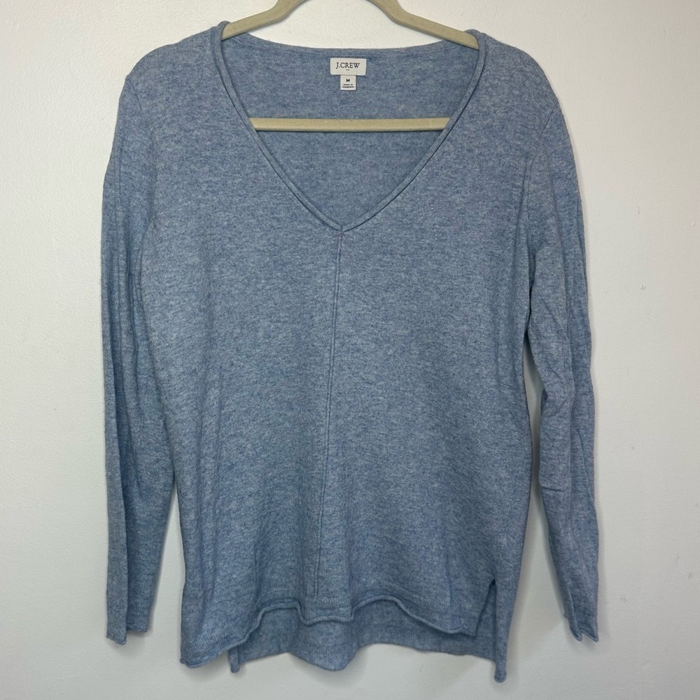 J. Crew Light Baby Blue Long Sleeve V-Neck Sweater Size M Medium